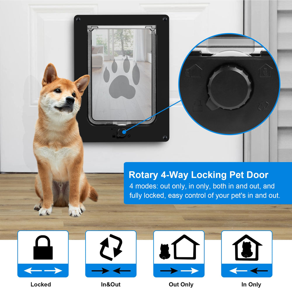 CEESC dog door magnetic bottom image illustrates secure closure against drafts.