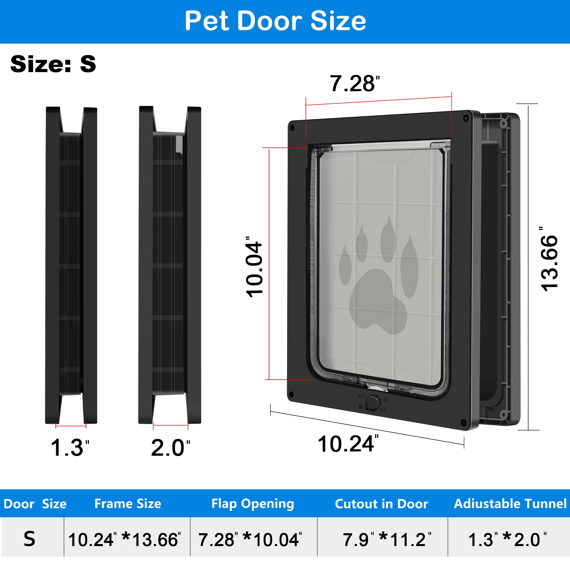 CEESC dog door snap-in closing panel emphasizes easy access control for pets.