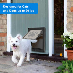 CEESC dog door telescoping tunnel shows adjustable width for doors 1-1/4 to 2 inches.