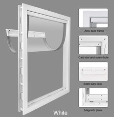 CEESC dog door white frosted frame blends with door and decor