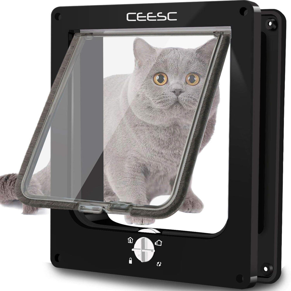 CEESC Extra Large Cat Door exterior view with 4-way lock for flexible access control