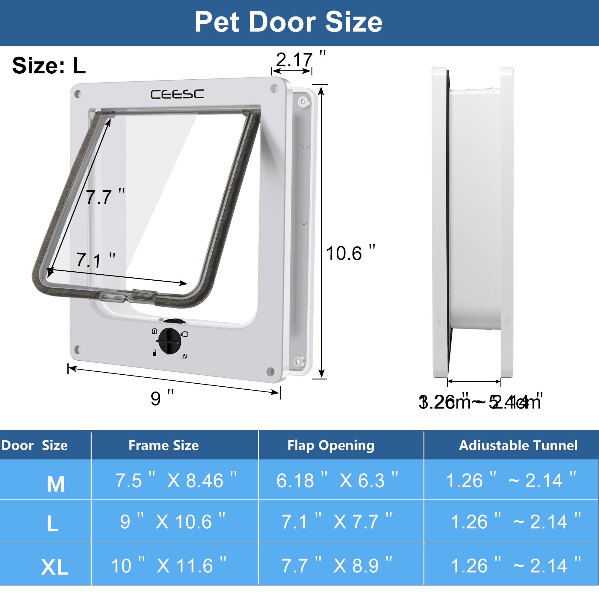 CEESC large cat door screws-pack shows versatile mounting options for secure fit.