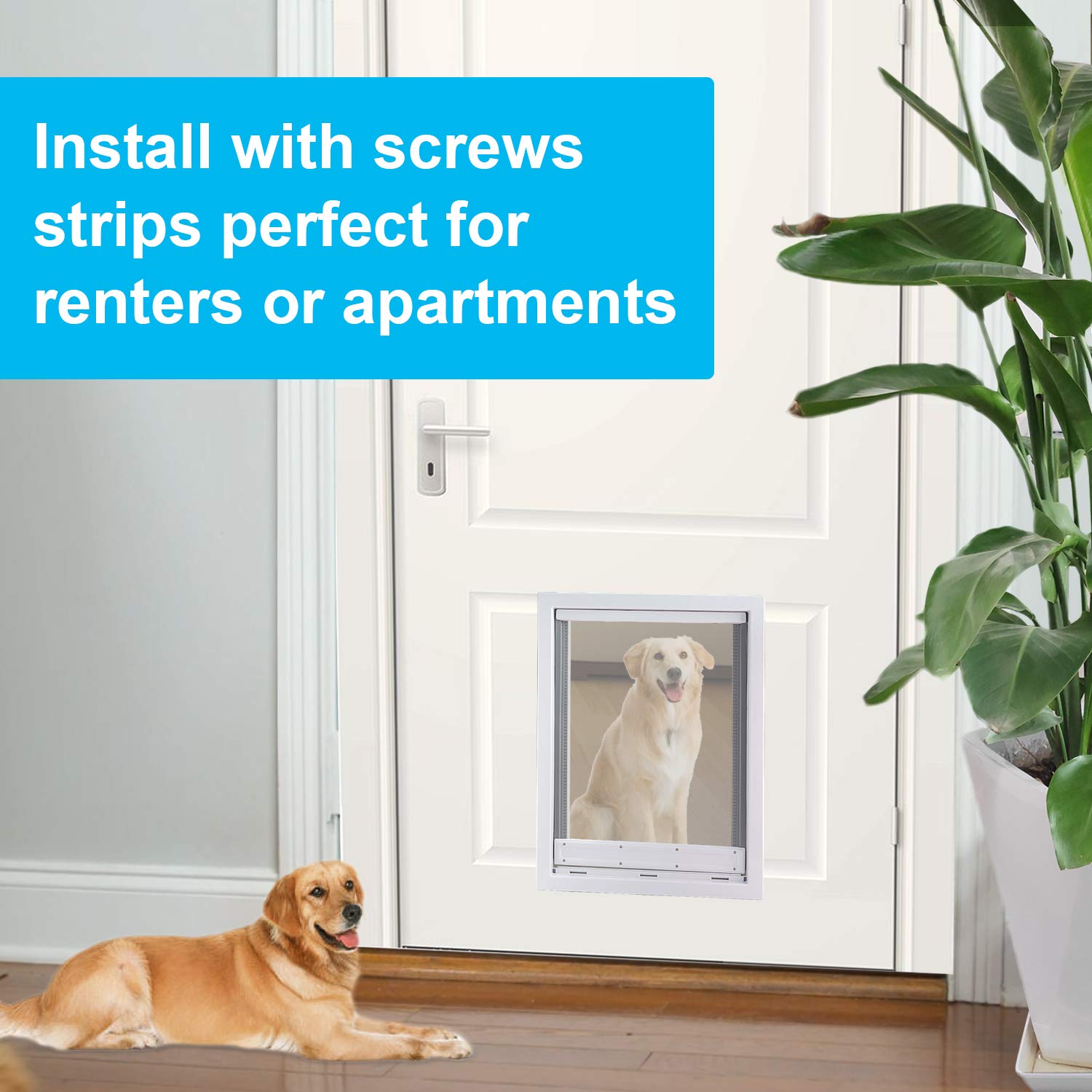 CEESC large dog door magnet flap closeup demonstrates secure automatic closure.