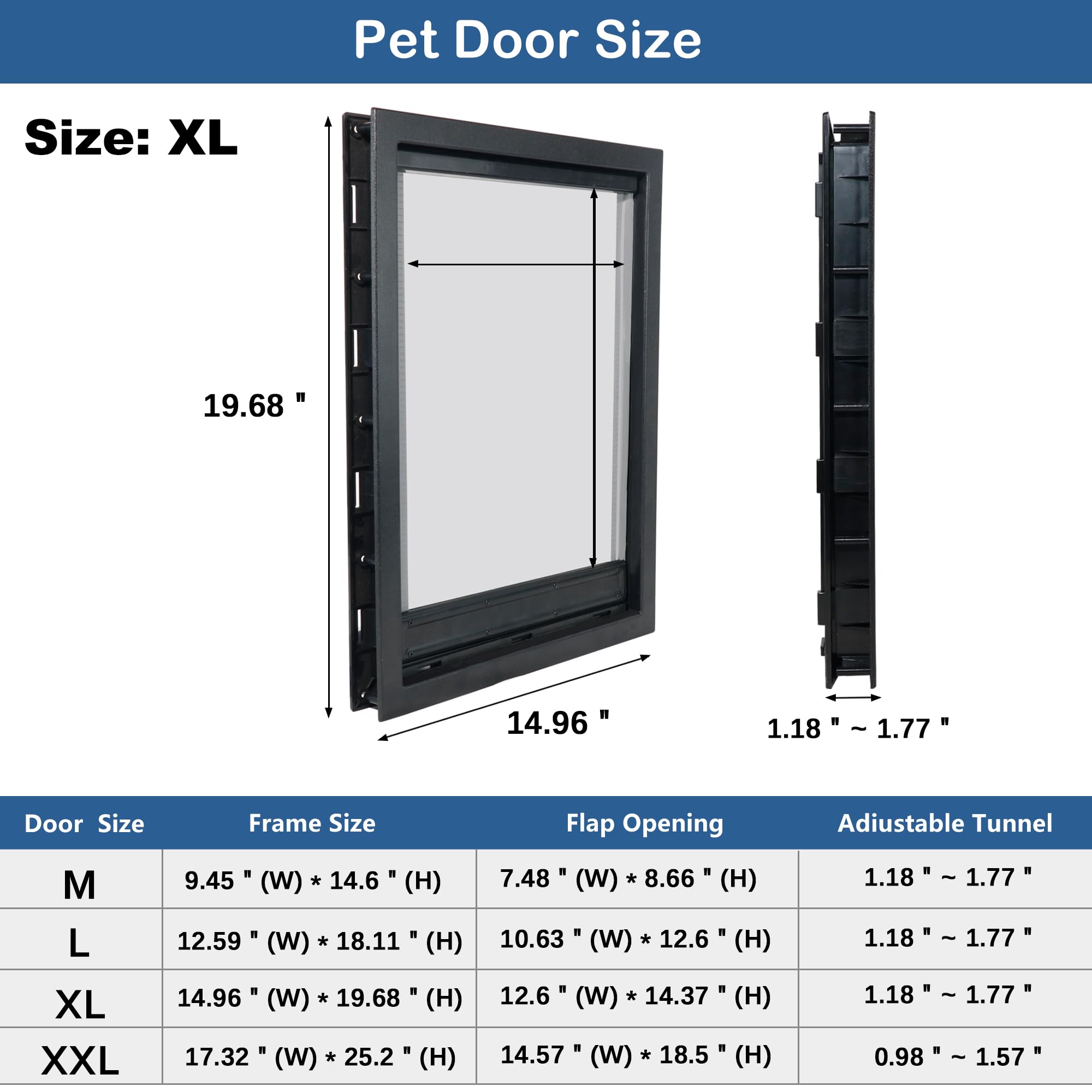 CEESC large dog door with magnetic flap closed, reducing drafts.