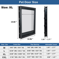 CEESC large dog door with magnetic flap closed, reducing drafts.