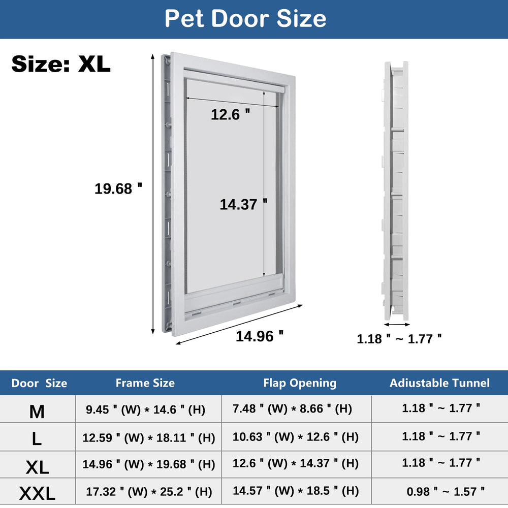 CEESC large dog door white frame with frosted finish