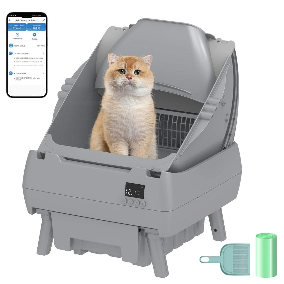 Cegimus automatic cat litter box app control enables remote monitoring and scheduling.