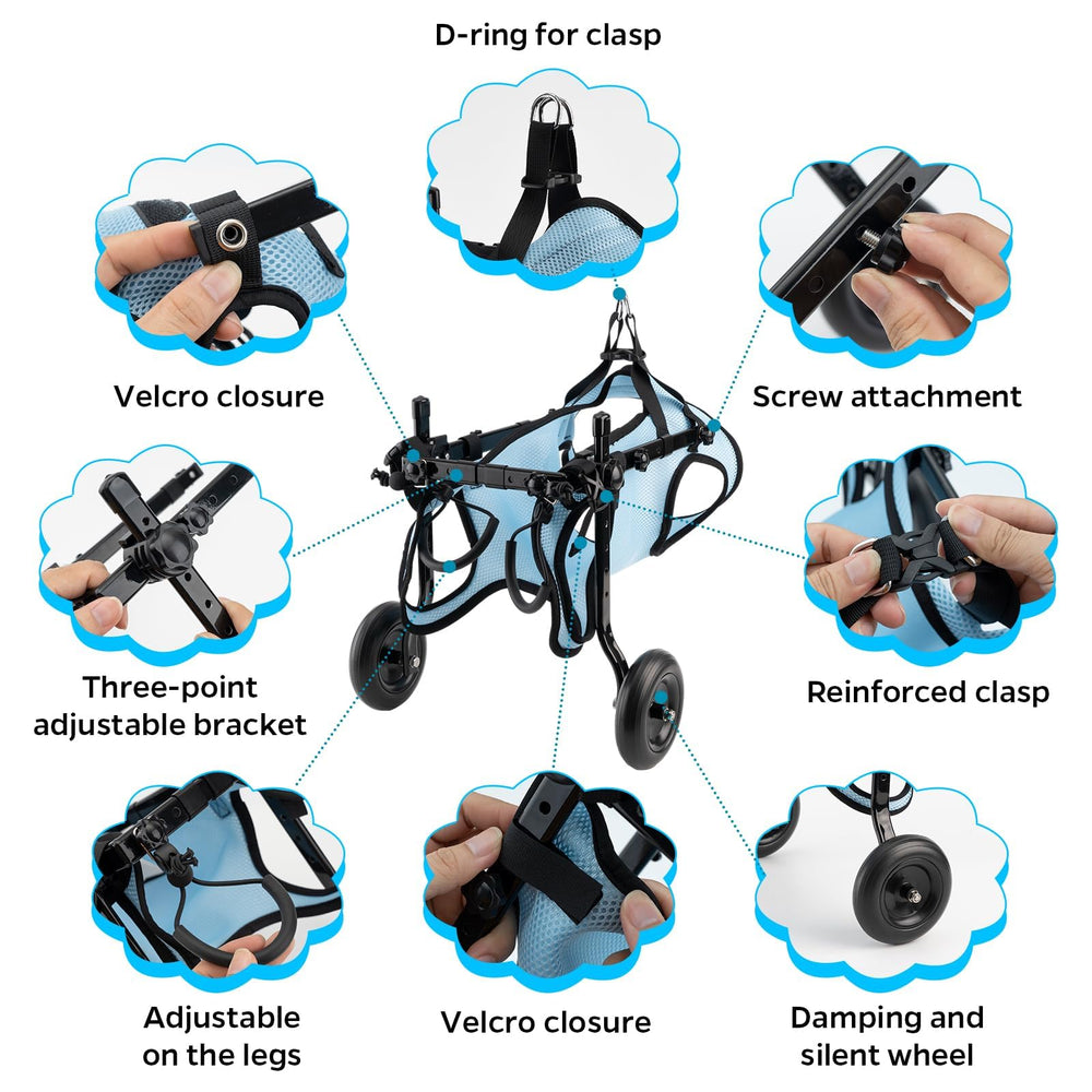 Celestaura dog wheelchair front view demonstrates balanced mobility support