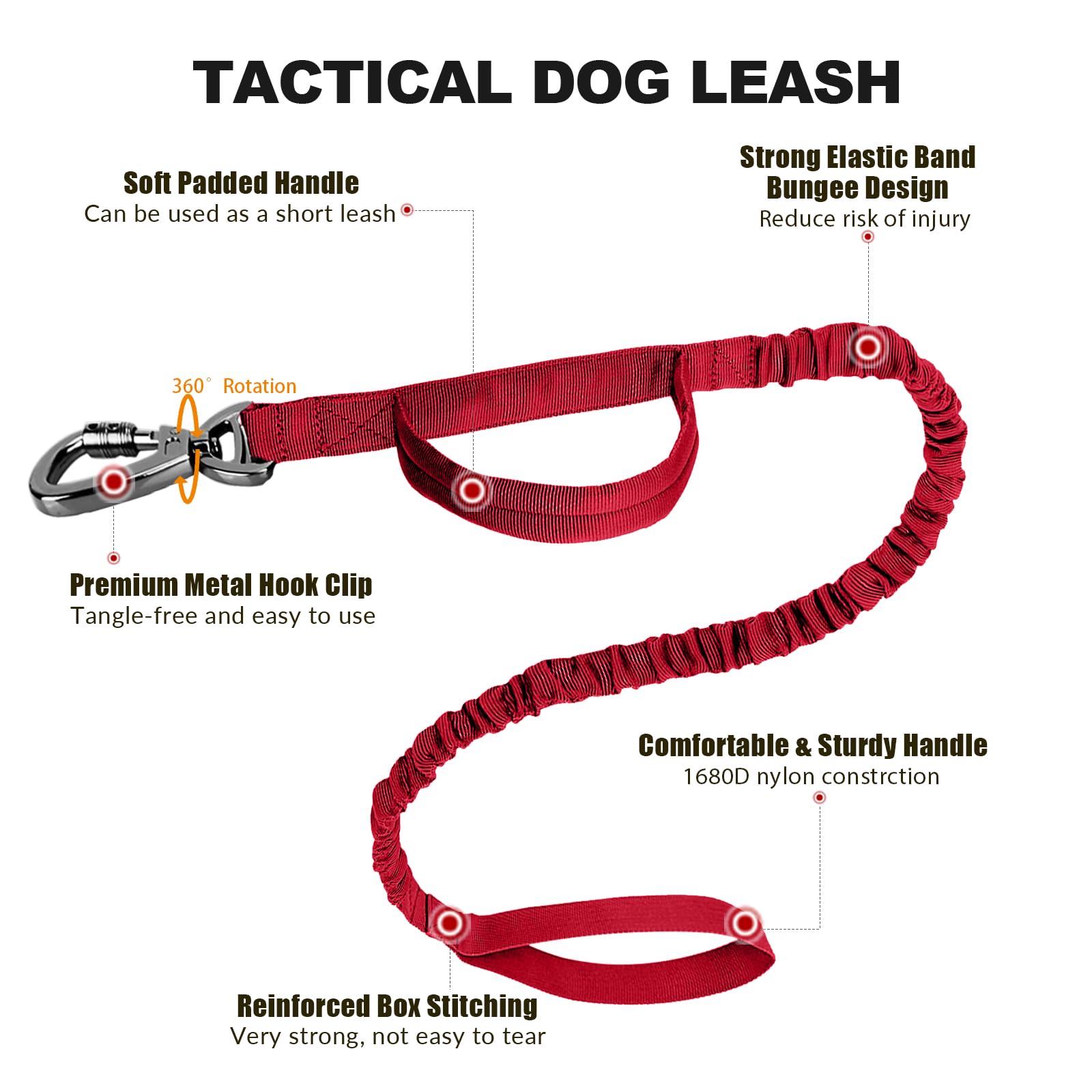 Celifelight bungee leash two-handles offers quick control and reduced jerk during busy walks.