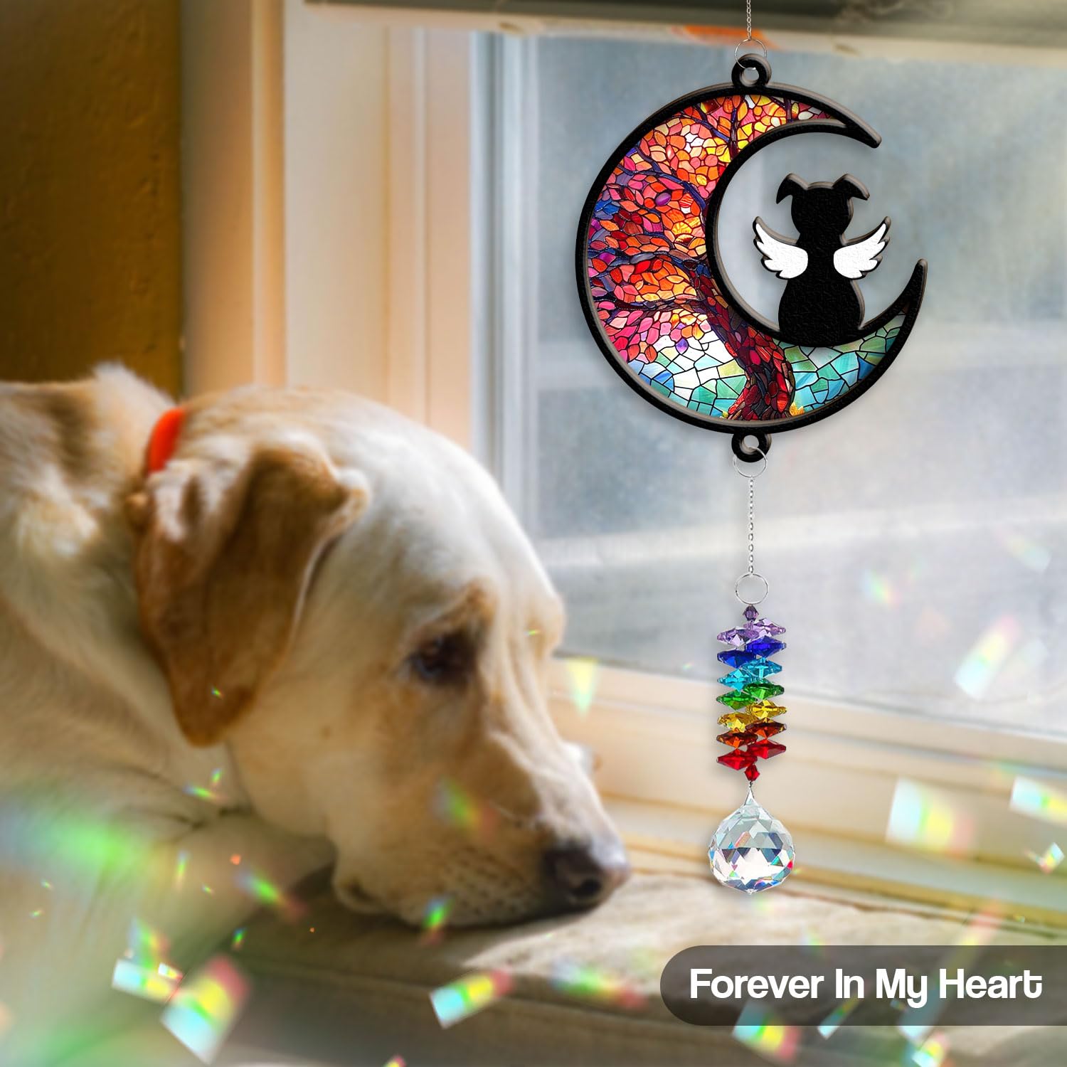 CELSORIX hanging crystal suncatcher designed for pet memorial display