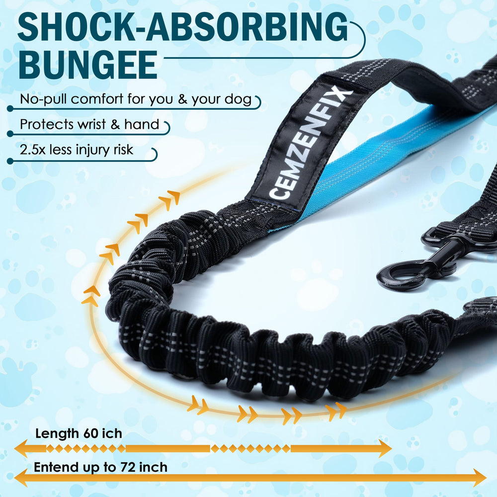 Cemzenfix adjustable waist belt for two dogs enables comfortable, hands-free running or walking.