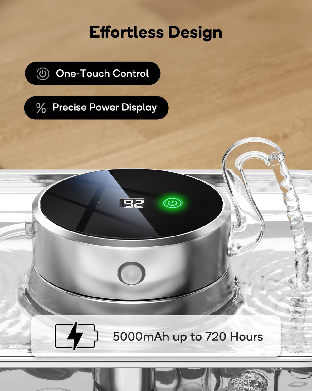 Cengcen continuous flow plug-in mode demonstrates uninterrupted water stream while charging