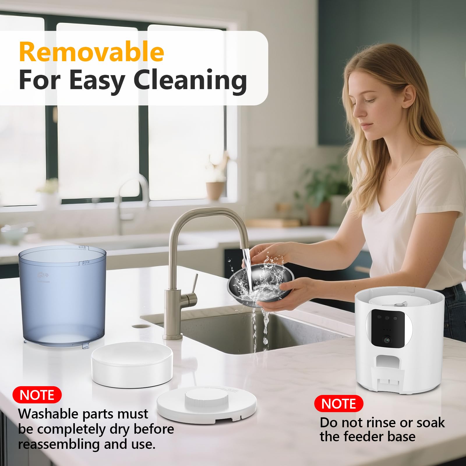Centvicam cat feeder locking mechanism protects against spills.