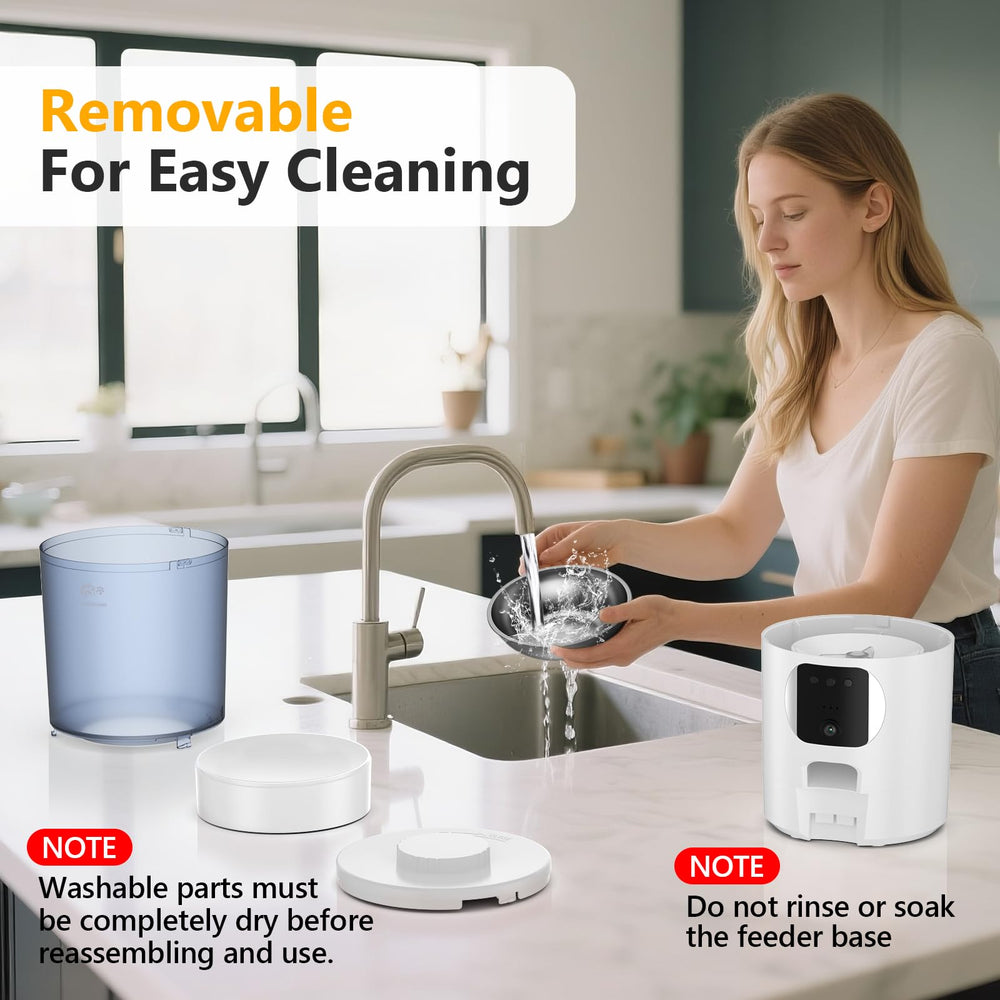 Centvicam cat feeder locking mechanism protects against spills.