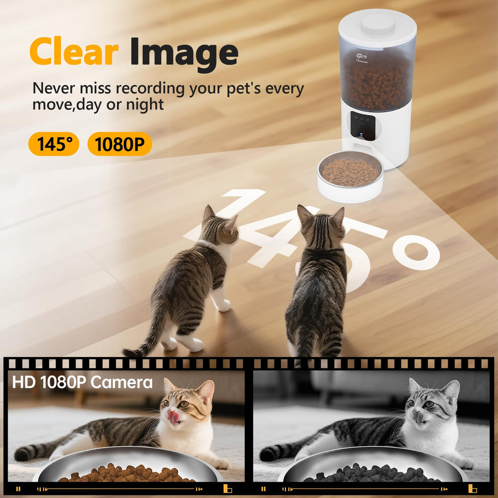 Centvicam cat feeder wide-angle view lets you watch meals remotely.
