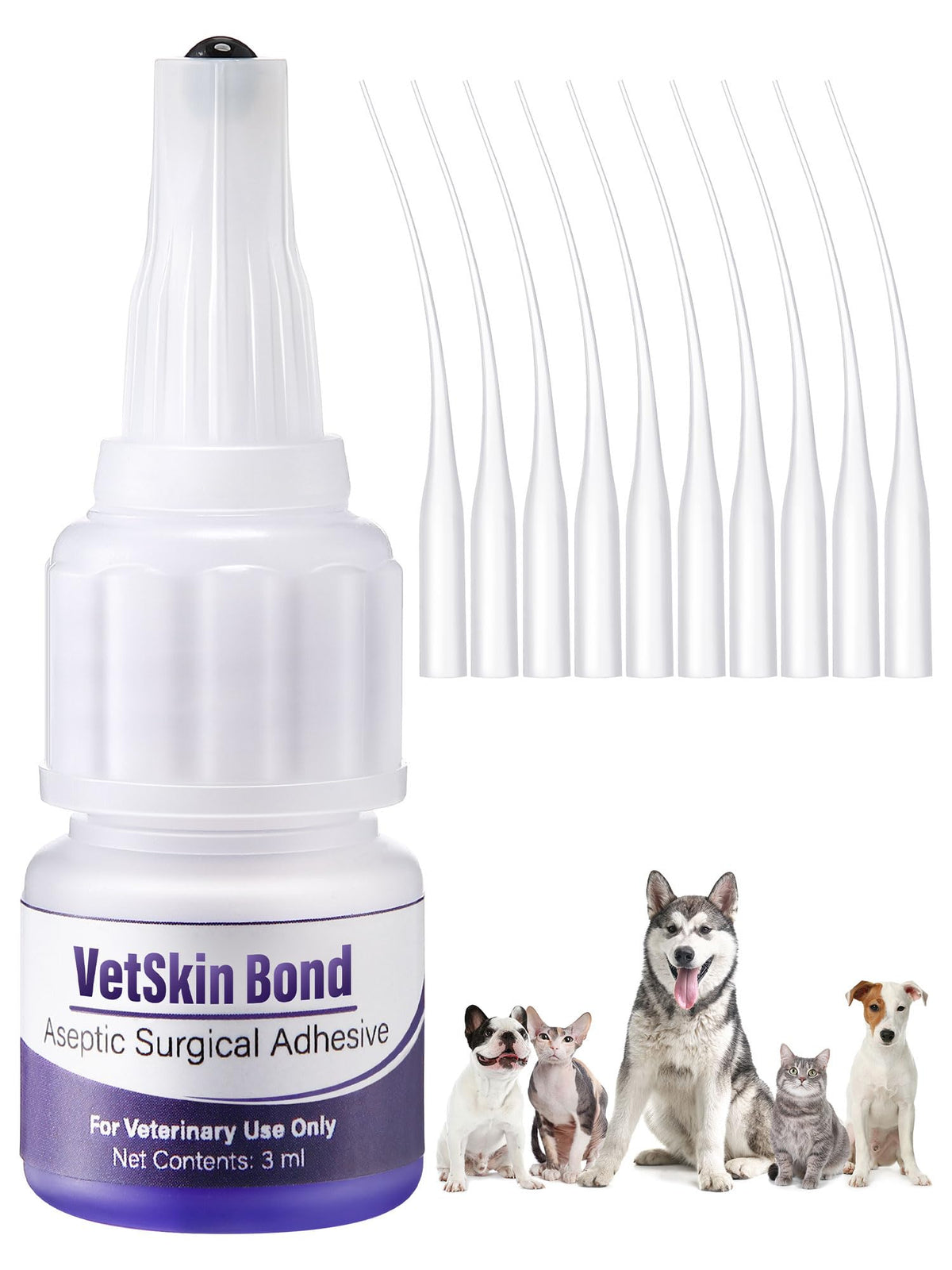 Ceoighe 1pack 3ml skin glue bottle shows fast wound closure for pets.