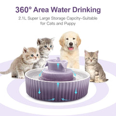 Cepheus cat fountain 70 oz capacity shown with easy disassembly for cleaning