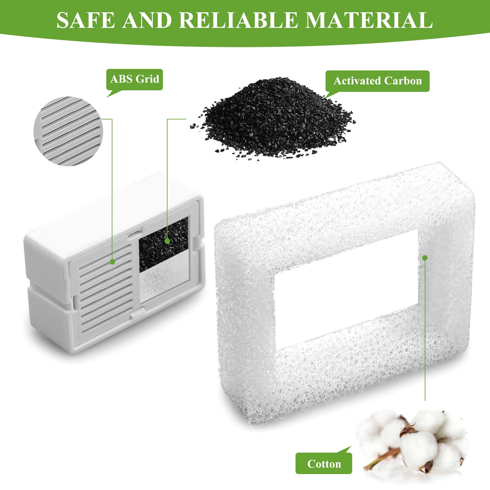 Cepheus foam filter detail emphasizes debris blocking for cleaner fountain water.
