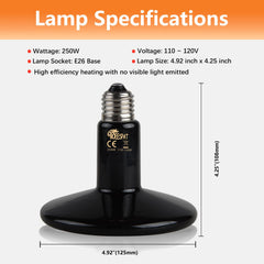 BOEESPAT ceramic heat emitter 250w packaging ready for long-lasting reptile habitats.