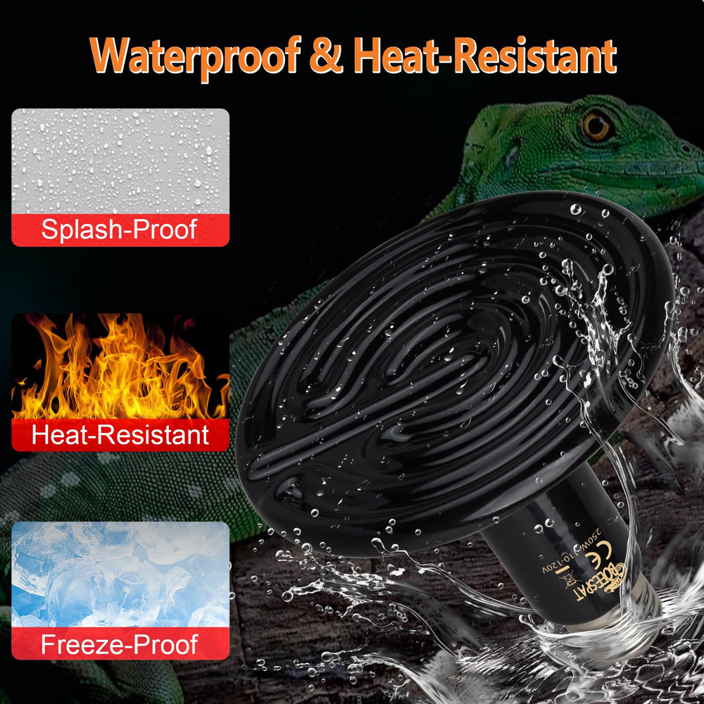 BOEESPAT ceramic heat emitter 250w side view highlights compact durable design.
