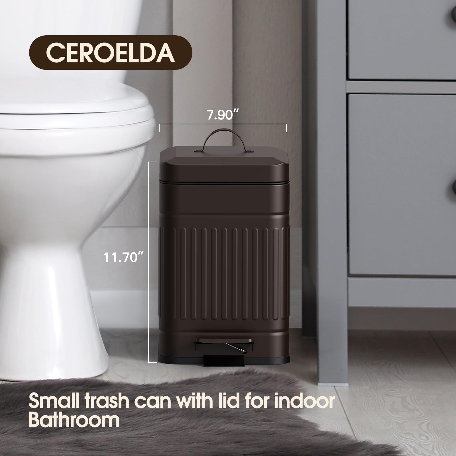 CEROELDA trash can in soft-close mode for silent closing.