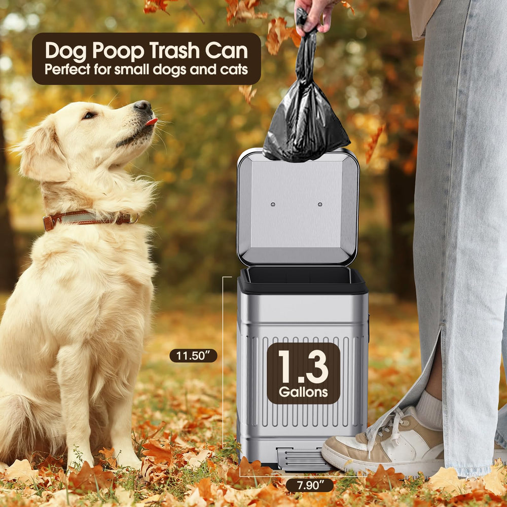 CEROELDA soft-close pedal trash can ensures silent, controlled lid closure.