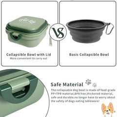 Cermug collapsible dog bowl extended-serving demonstrates ready hydration and meal on the go.