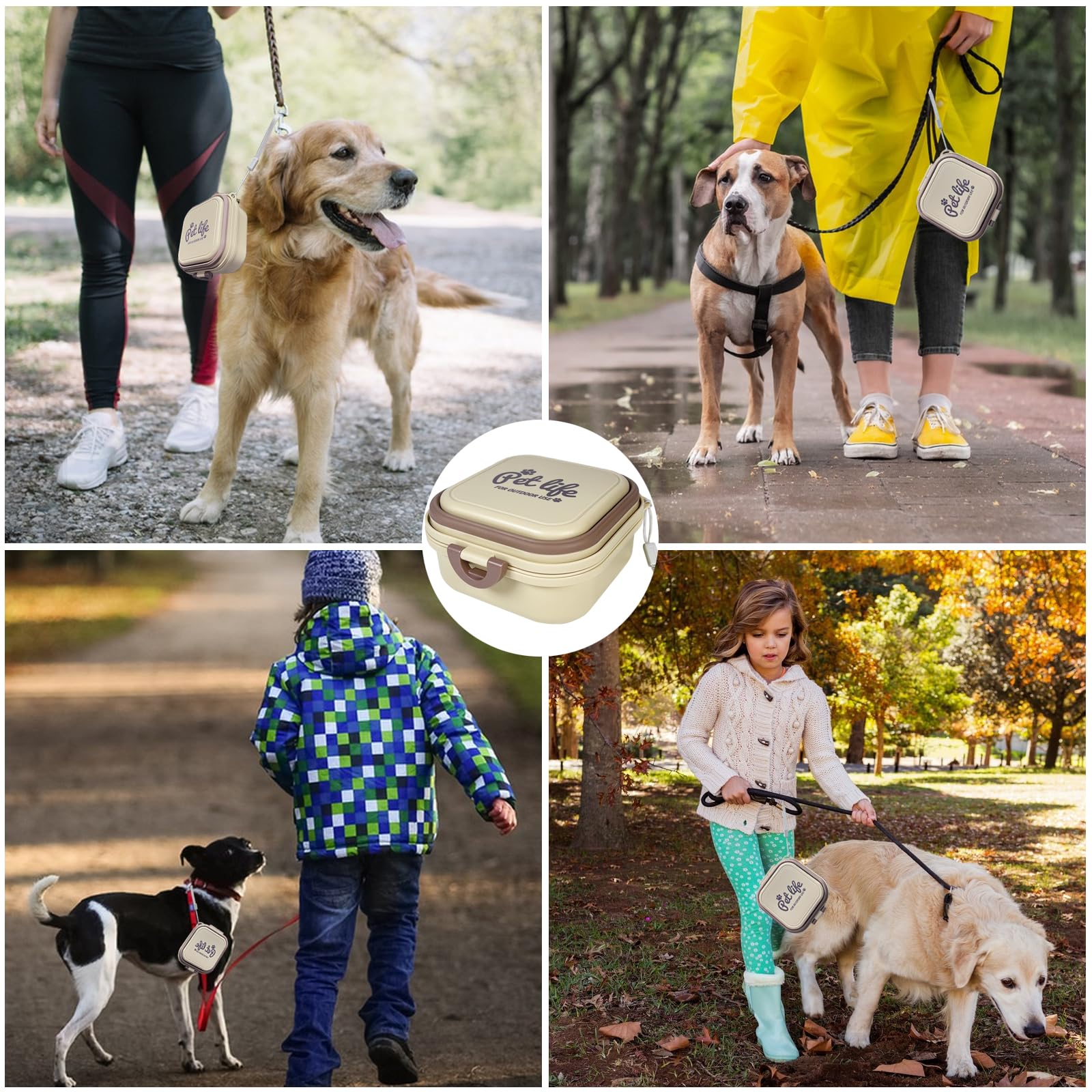 Cermug collapsible dog bowl food compartment keeps meals organized.