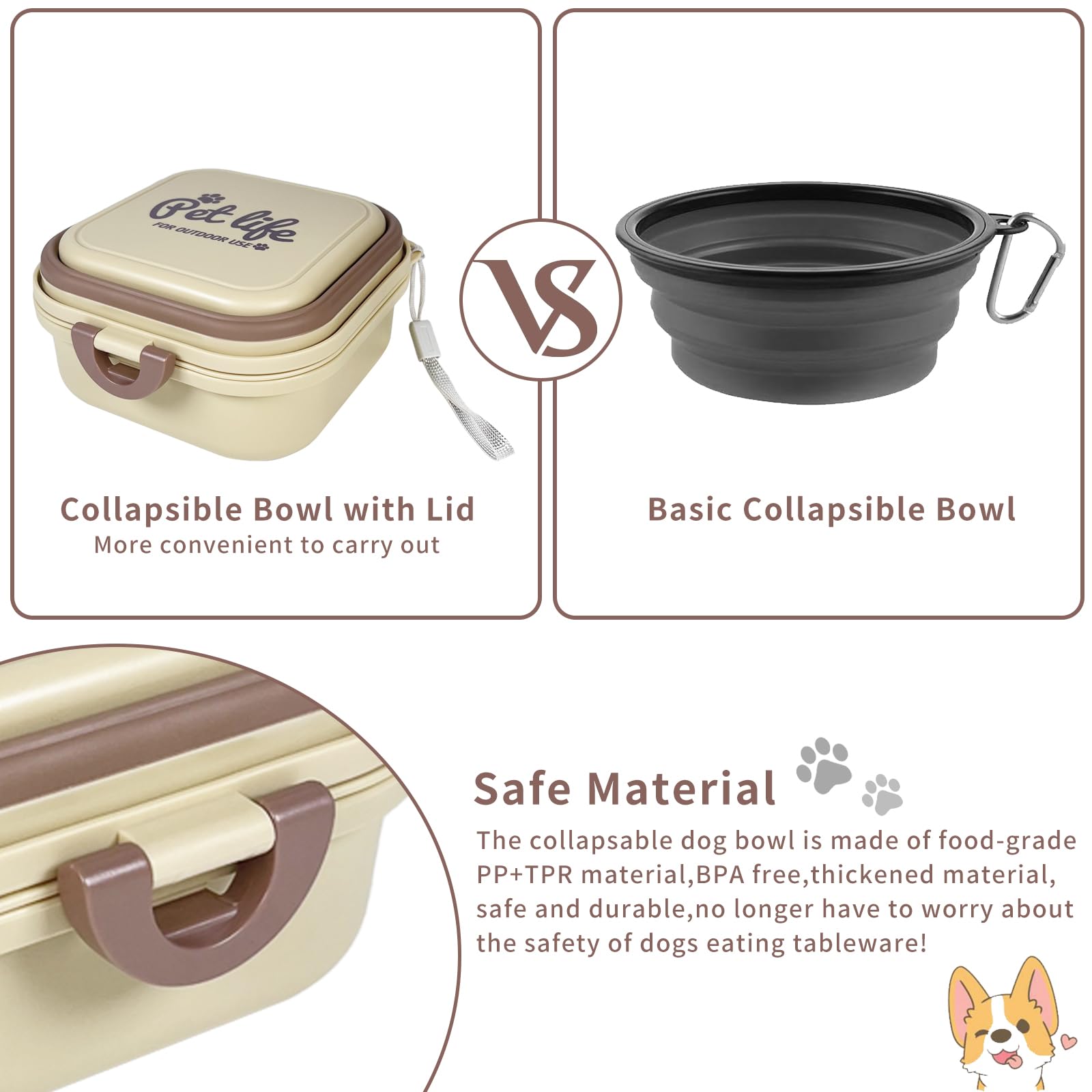Cermug collapsible dog bowl travel setup ideal for camping.