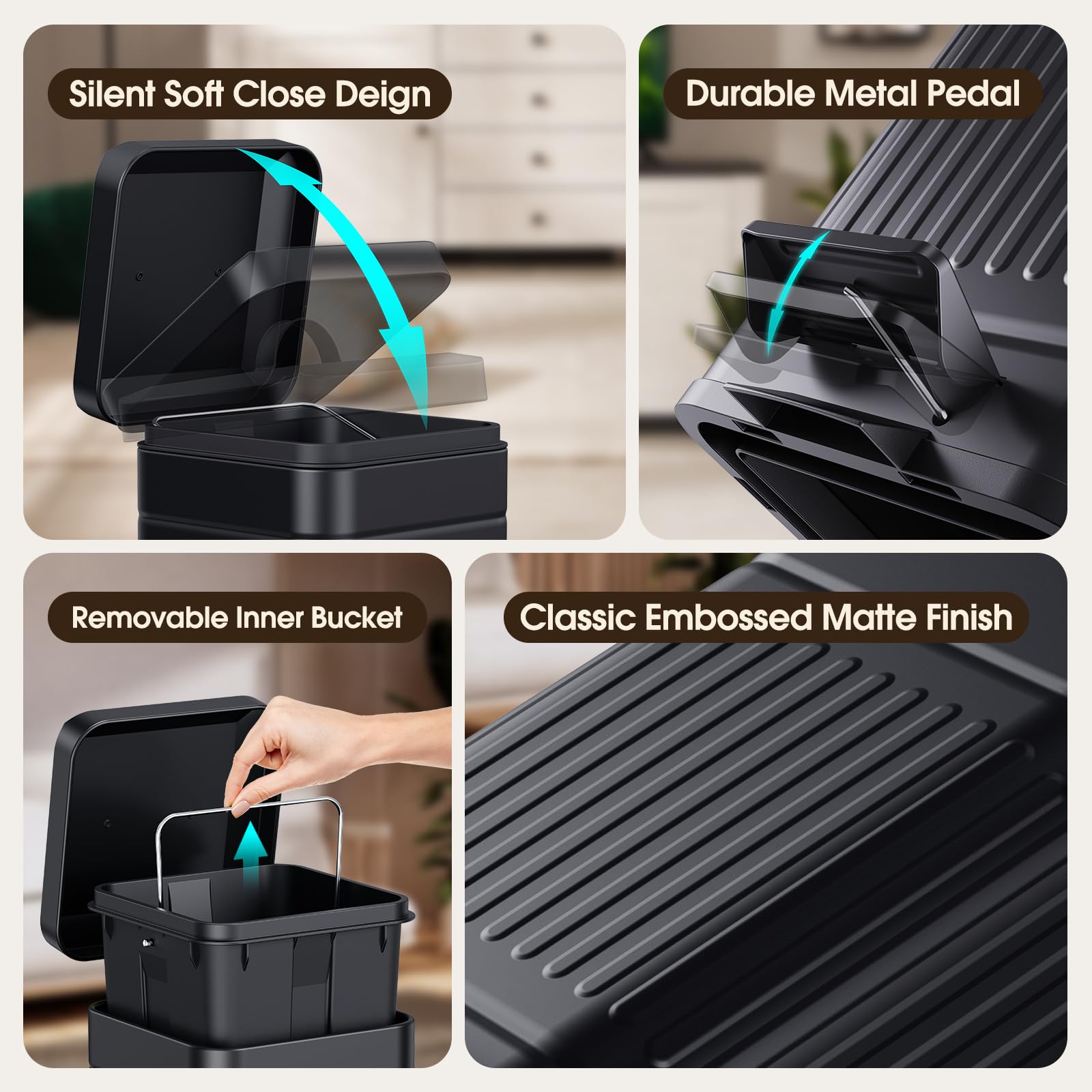 CEROELDA trash can anti-fingerprint finish stays clean and smooth
