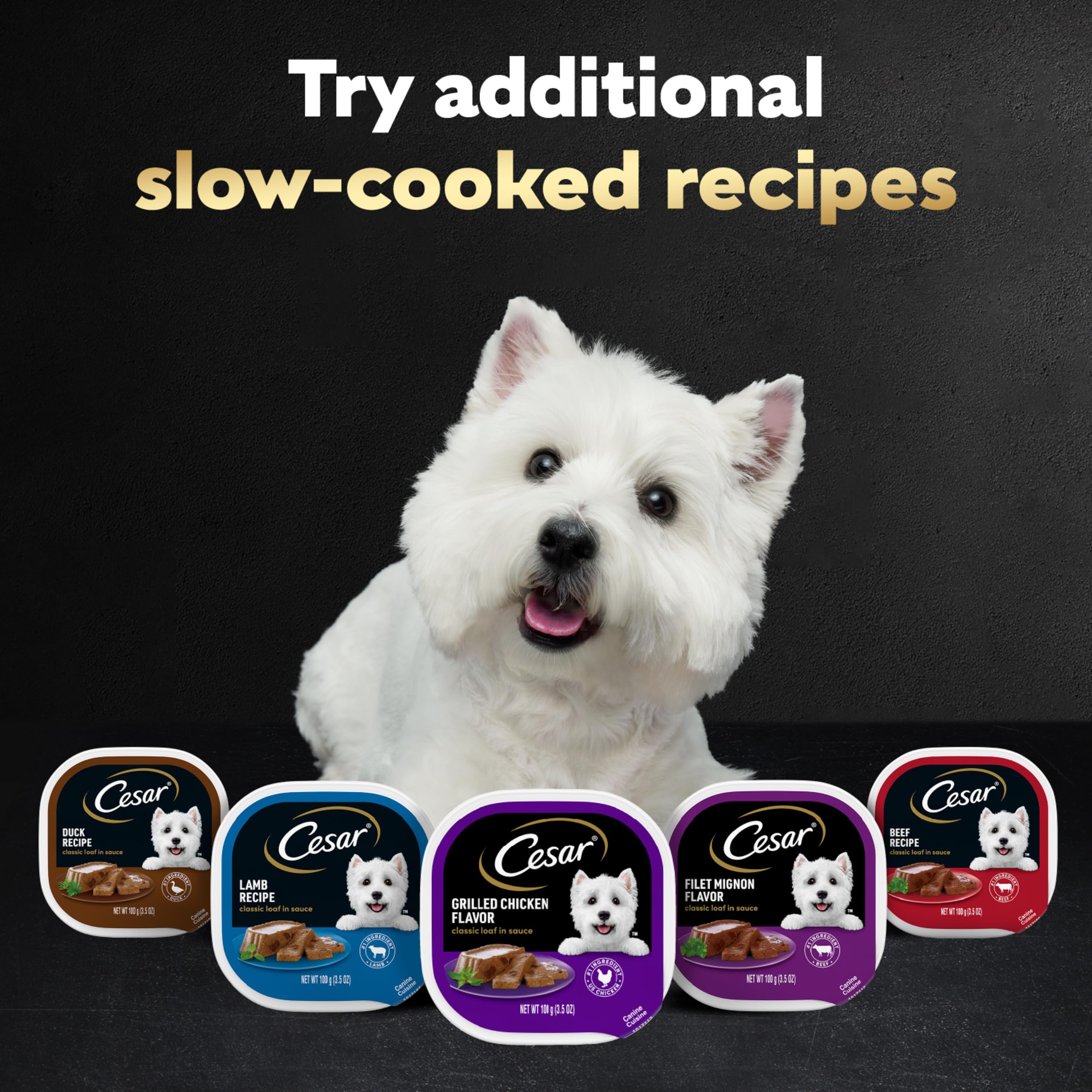 Cesar made-in-usa label signals quality ingredients and domestic production.