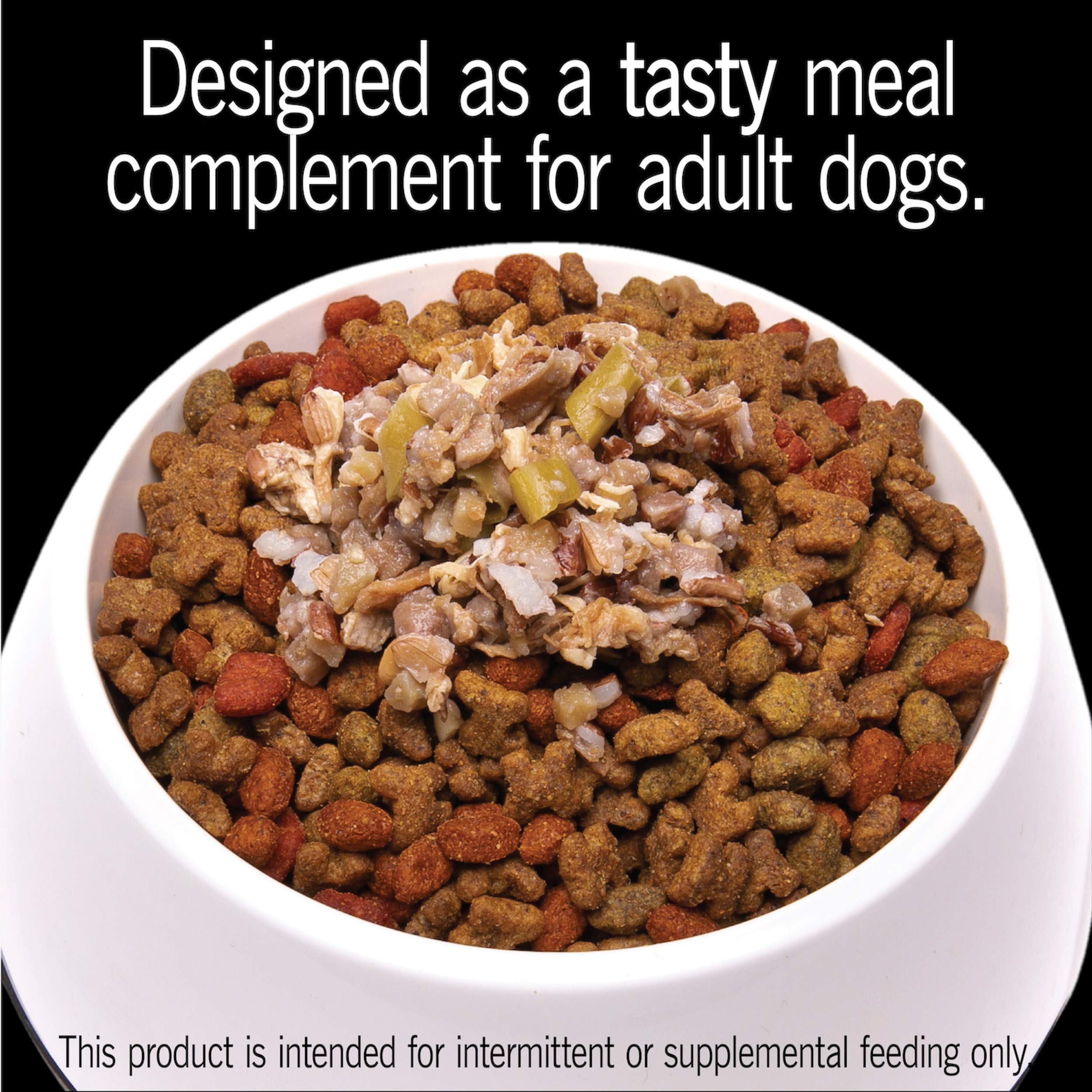 CESAR Simply Crafted adult wet dog topper served beside kibble.