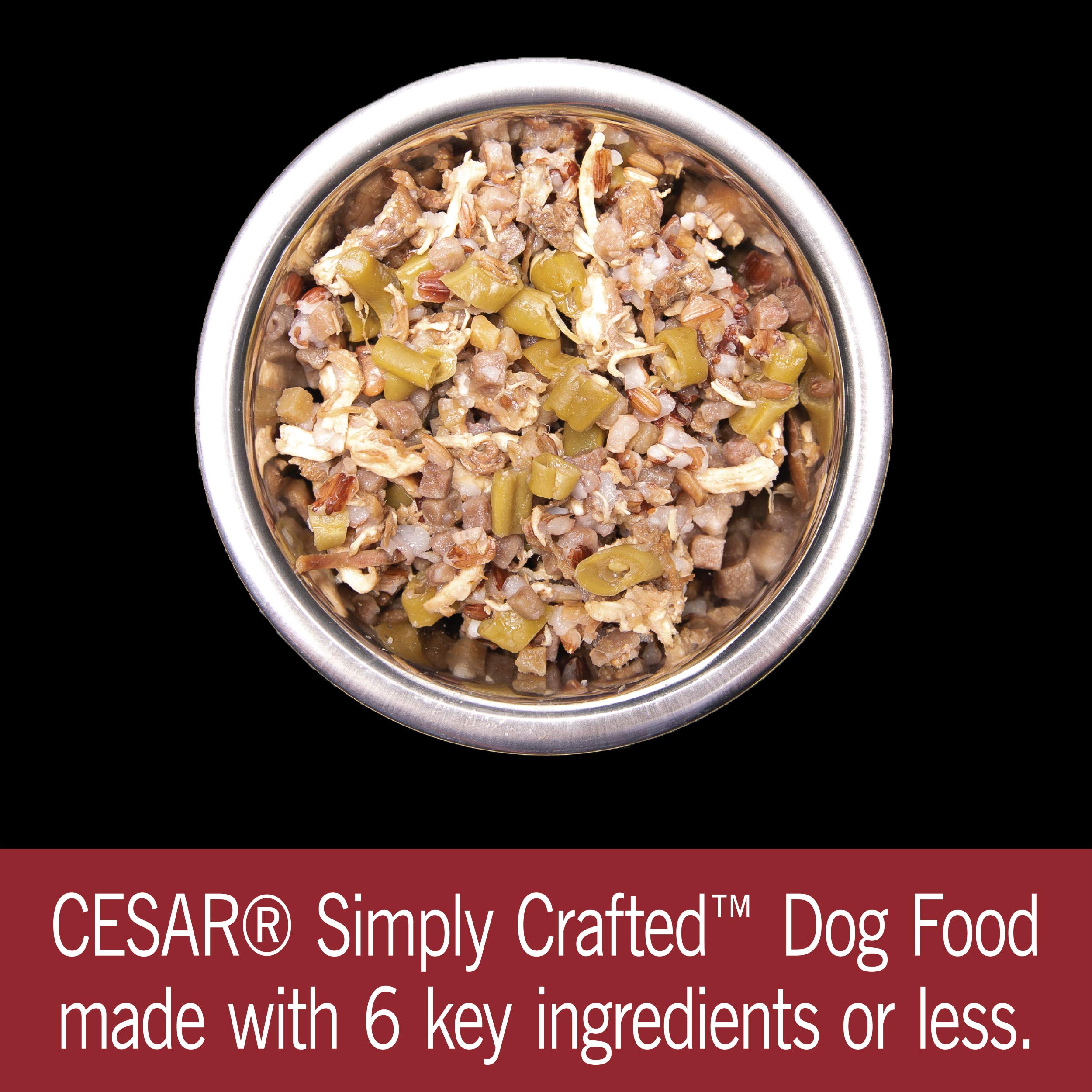 CESAR Simply Crafted variety-pack image shows beef and chicken options.