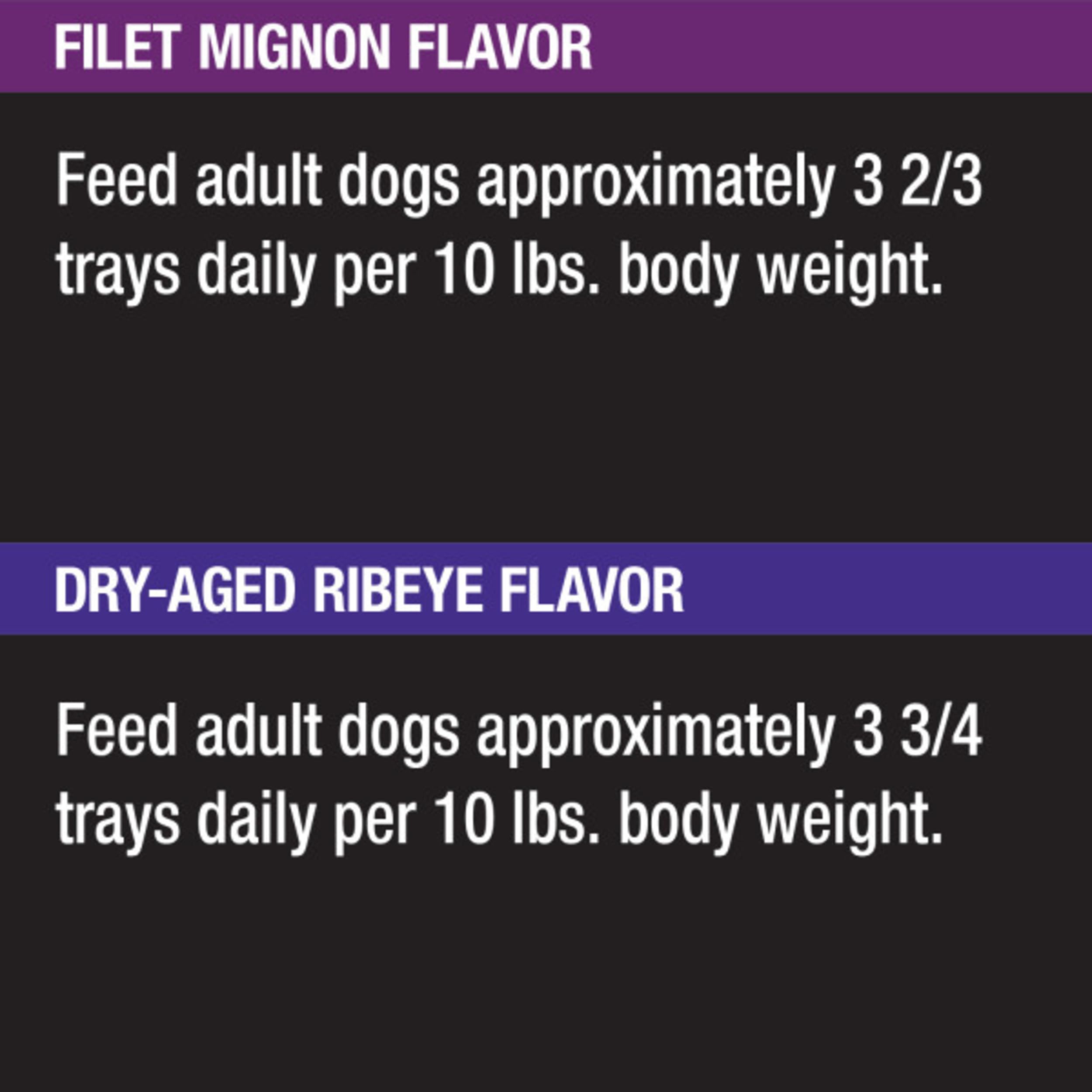 Cesar Wet Dog Food Filet Mignon Flavor tray shows tender loaf in sauce.