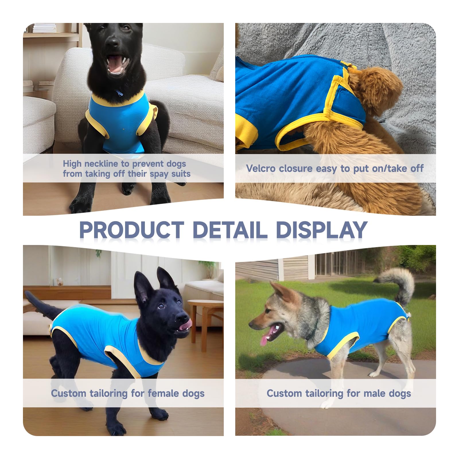 Ceseonce dog-onesie with soft breathable fabric keeps dogs comfortable during recovery.