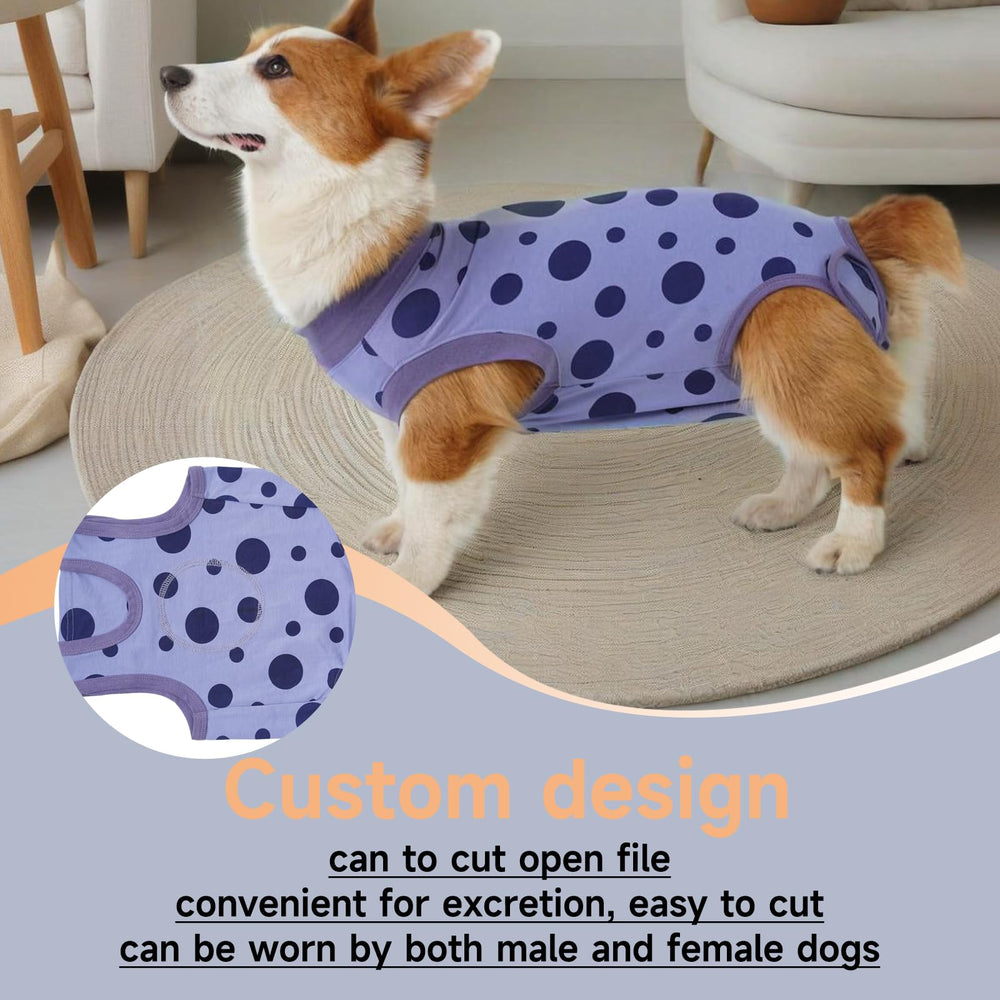 Ceseonce dog surgery suit pee-hole closeup shows convenient bathroom access during recovery