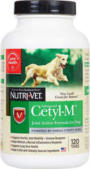 Cetyl M dog joint action tablets bottle supports mobility and daily activity for active dogs
