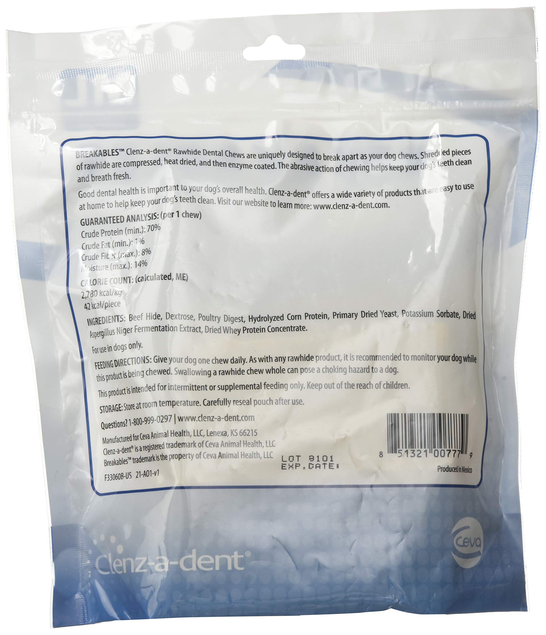 Ceva Breakables Clenz-A-Dent rawhide with break-apart design during chewing