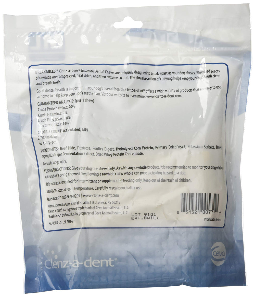 Ceva Breakables Clenz-A-Dent rawhide with break-apart design during chewing