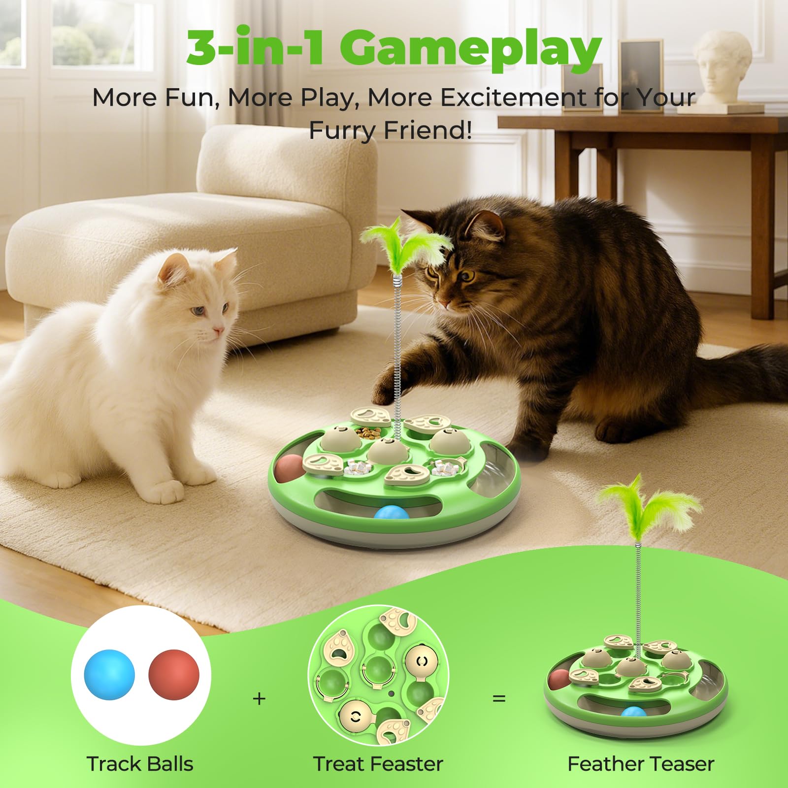 CGBD cat puzzle includes treat feeder insert for slow, mindful eating.