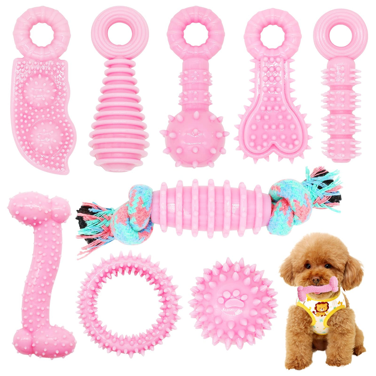 CGBD puppy toys 9 pack variety shapes for teething play and dental fun