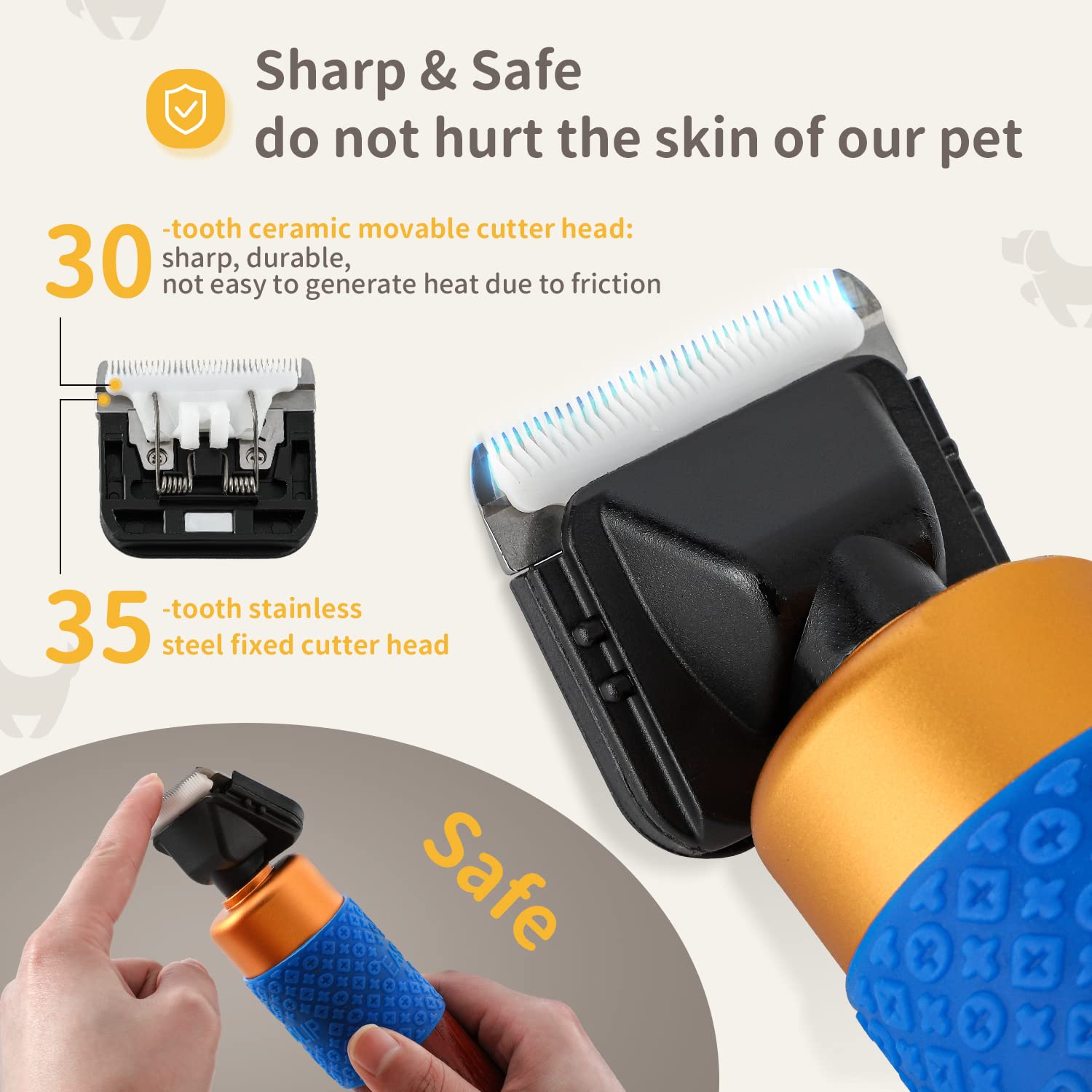 CGOLDENWALL pet clipper stepless speed control for customizable trimming