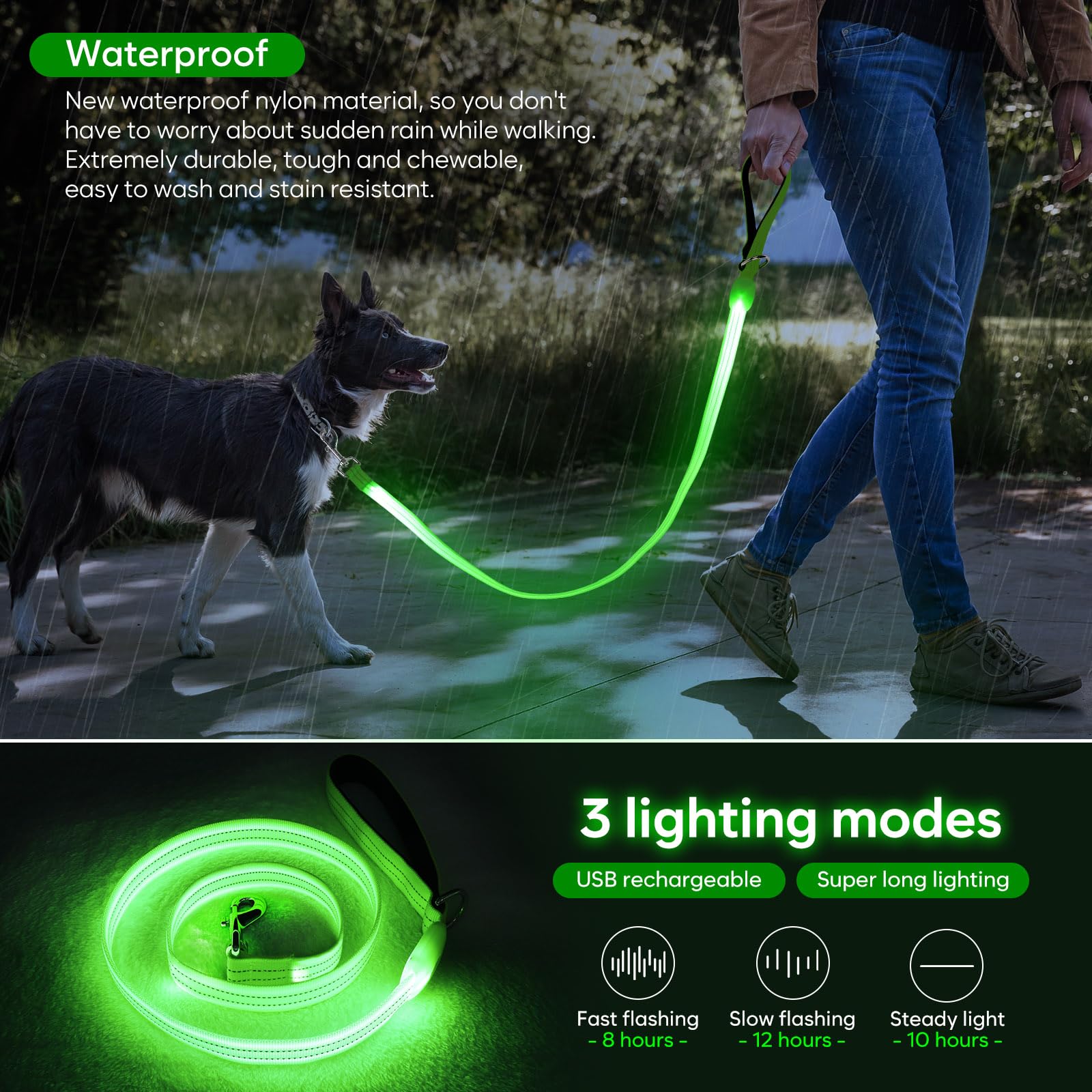 Correa de nylon impermeable ChalkLit, lista para lluvia y uso diario resistente.