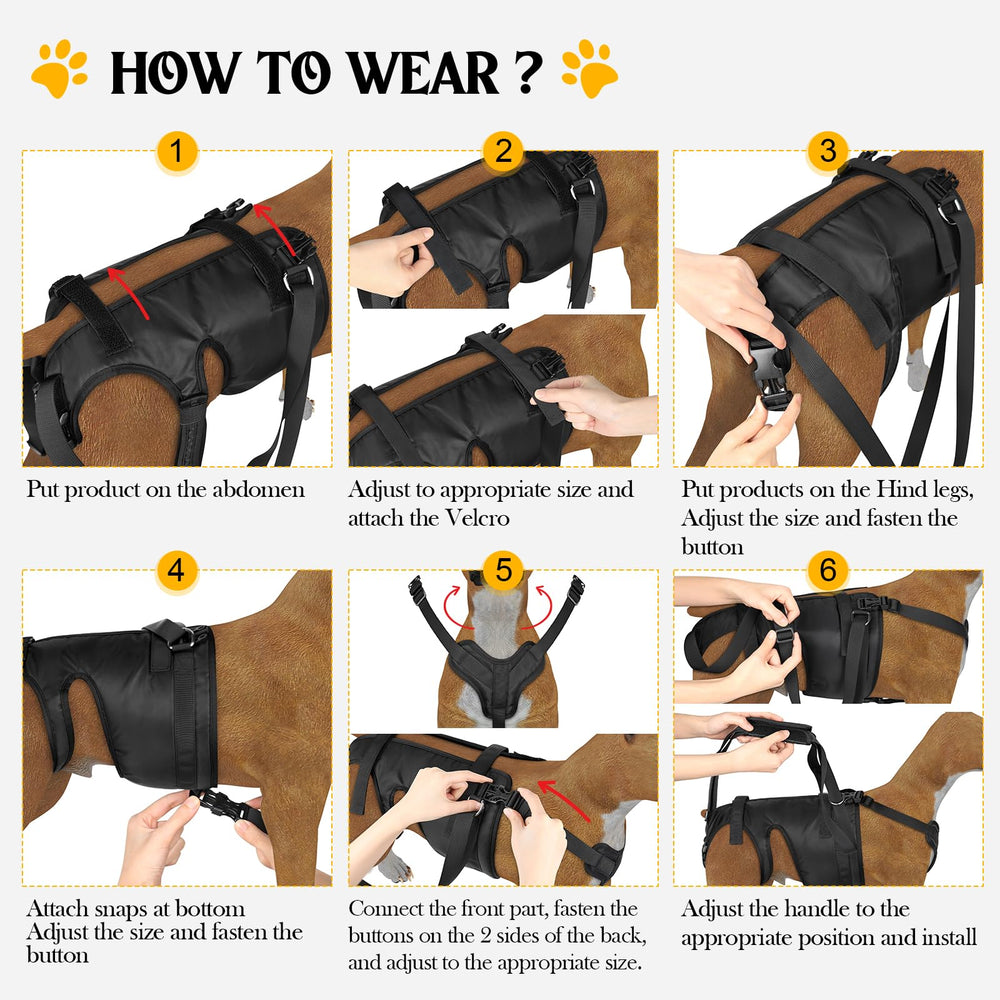 ChalkLit Dog Lift Harness handle grip reduces hand strain during lifts.