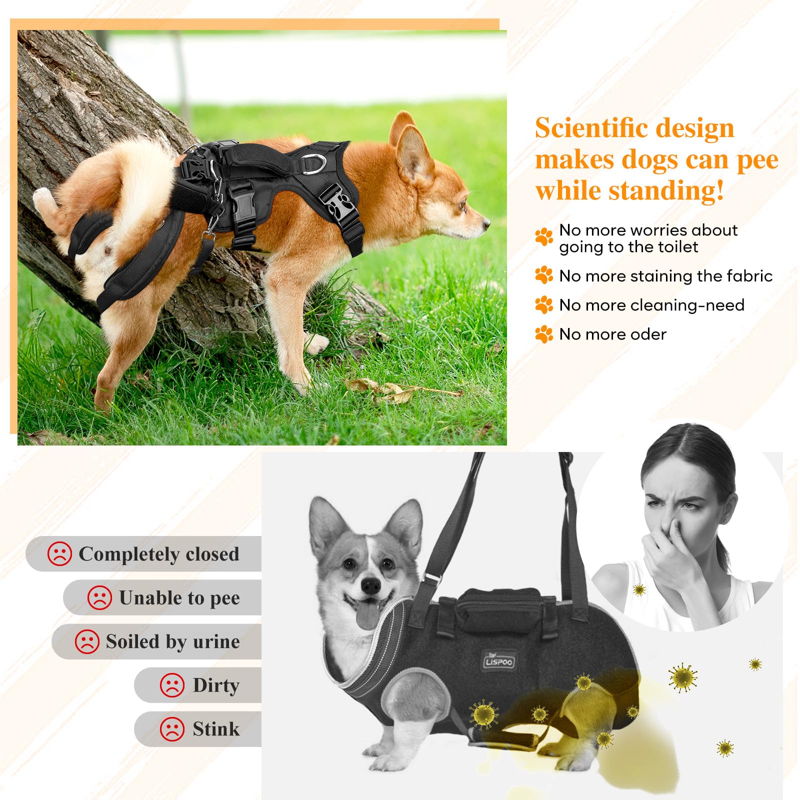 ChalkLit Dog Lift Harness side-wear angle highlights ergonomic support during transfers