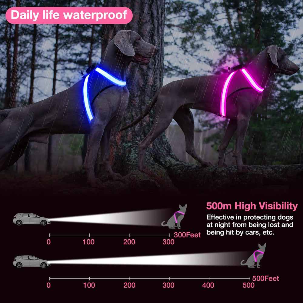 ChalkLit light up dog harness pink small breathable-mesh fabric