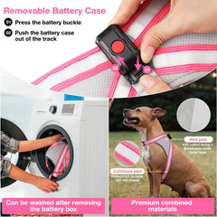 ChalkLit light up dog harness pink small USB charging port detail