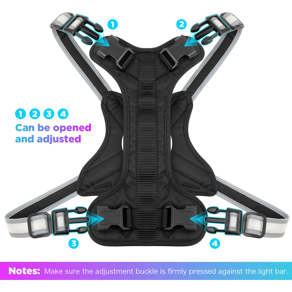 ChalkLit waterproof harness design with sturdy handle and D-buckle for control.