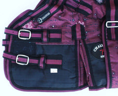 CHALLENGER 1200D waterproof breathable blanket keeps miniature ponies dry in wet weather.