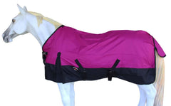 CHALLENGER 70inch turnout blanket front view showing secure fit for rain use